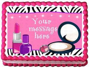 MAKEUP SET Birthday Image Edible cake topper - Picture 1 of 11