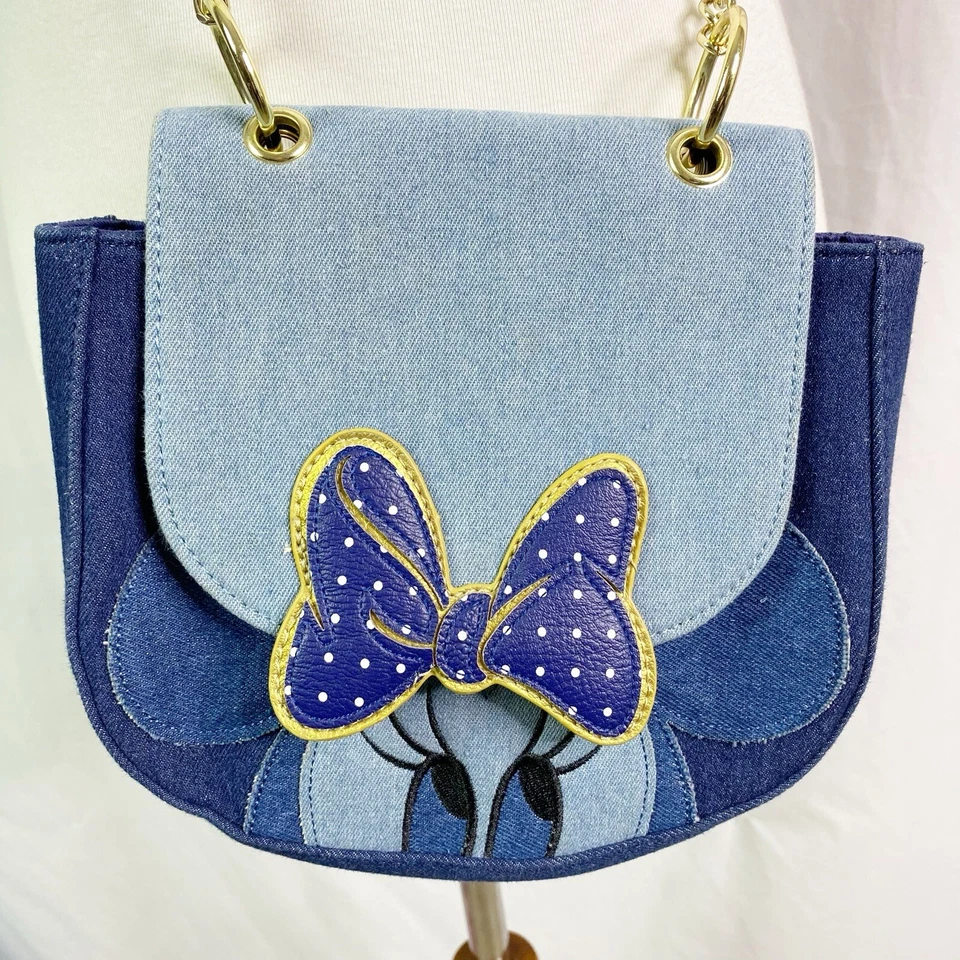 Disney Loungefly Минни-Маус джинсовой ткани сумка через плечо сумочка РЕДКАЯ сердце логотип - Изображение 1 из 4