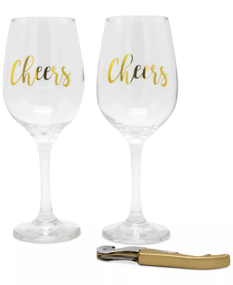 TMD bar Kitchen Dinner 2 Wine Glasses Special Occasion Hostess Set