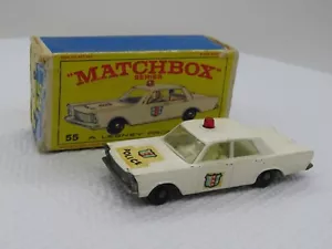 Coche de policía Ford Galaxie vintage 1966 Lesney Matchbox #55 con caja original Inglaterra - Imagen 1 de 12