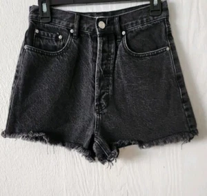 Playboy By Pacsun Womens Size 26 High Rise Button Fly Black Jean Hot Shorts - Picture 1 of 7