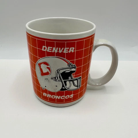 Vintage Denver Broncos Ceramic Mug Coffee Cup Orange Football Papel Team NFL Cover