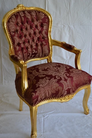 LOUIS XV STYLE ARMCHAIR FRENCH STYLE CHAIR BURGUNDI Cover