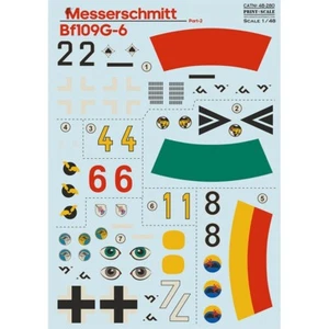 Me-109 G-6 Teil 2 Komplettsatz 2 Blatt Decal für Flugzeug 1:48 Print Scale 48-280 - Bild 1 von 3