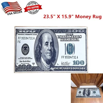 Billete de 100 dólares - Alfombra alfombra alfombra alfombra decoración tamaño: 23,5" X 15,9" Foto 1 de 4