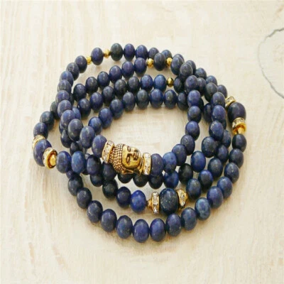 Pulsera 8mm Lapislázuli 108 Cuentas de Buda Meditación Natural Suerte Hombre Energía Foto 1 de 4