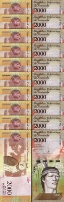Venezuela 2000 Bolivares 2016, UNC, 10 Pcs LOT, Consecutive, P-96 - Image 1 of 4