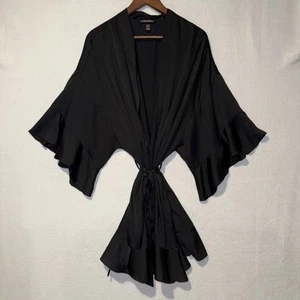 Bata envolvente kimono con volantes negros XL de Victorias Secret - Imagen 1 de 6