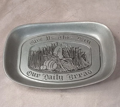 Vintage Armetale "Give Us This Day Our Daily Bread" Pewter Serving Tray  NEW - Image 1 of 2