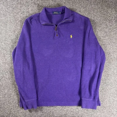 Polo Ralph Lauren Sweater Mens Large Purple 1/4 Zip Pullover Mock Neck Pony - Image 1 of 4