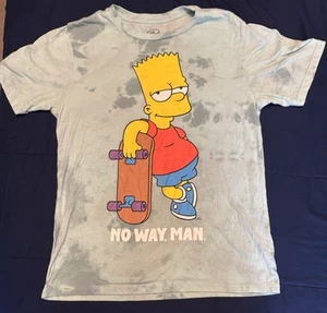 YOUTH BOYS BART Simpson Skateboarding NO WAY MAN Tie Dye T-shirt Mint Green - Picture 1 of 4