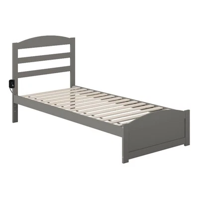 Cama extra larga doble de madera maciza AFI Warren con estribo en gris Foto 1 de 4