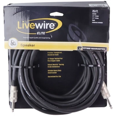 Livewire Elite Speaker Cable 1/4-in Male to 1/4-in Male - 25-ft / Black (ES25QQ) - Image 1 of 2