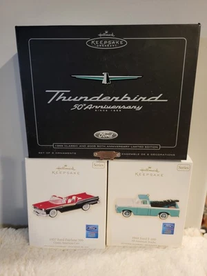 LOTE DE 3 adornos Ford Thunderbird 50 1957 Fairlane 500 1960 F-100 Hallmark Foto 1 de 4