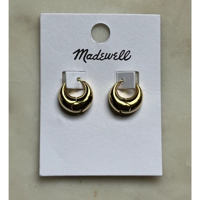 Madewell Puffy Hoop Earrings in Gold Tone Shiny Modern Hoops - Image 1 of 4