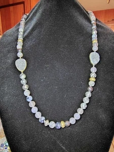 Silpada Agate & Jasper Bead Necklace w/ Druzy Quartz Drops Sterling Clasp 15.5" - Picture 1 of 17