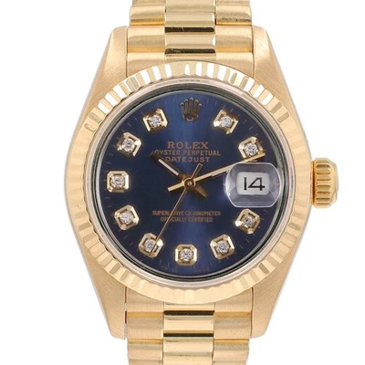 Женские часы Rolex Datejust 69178 18 кГ чистое золото синий бриллиантовый циферблат President - Изображение 1 из 4