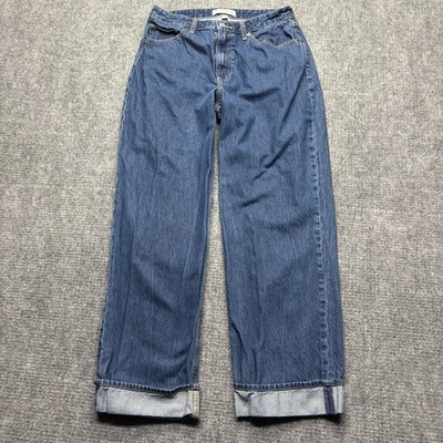Pantalones de mezclilla Abercrombie Fitch para mujer 30/10R azules sueltos tiro alto curva amor puños Foto 1 de 4