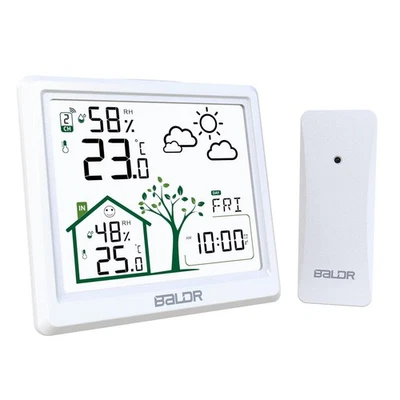 Stazione Meteo con Sensore Esterno, Wireless con Sveglia, Data Temperatura umidi - Immagine 1 di 4