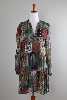 Mini Vestido DESIGUAL $159 Patchwork Mixto Floral Estampado Animal Talla Pequeña Foto 1 de 4