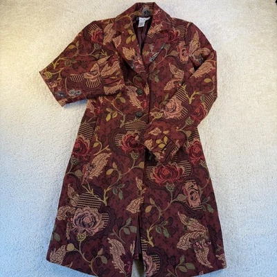 Abrigo tapiz floral de colección Cabi talla 2 ajustado bohemio otoño abrigo Foto 1 de 4