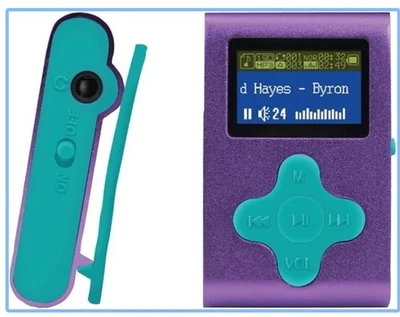 MP3 Player Eclipse Fit Clip 4GB Purple & Turquoise with Headphone Jack - Image 1 of 4