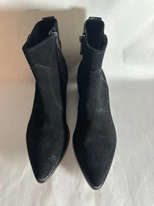 NUEVO SIN CAJA Donald Pliner Banks Mujer Negro Gamuza Tirar de Botines 6 Botines Cremallera - Imagen 1 de 7