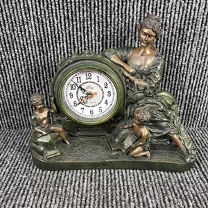 Crosa Quartz Heavy Mantle Clock 12" x 10" Tall Mother & Children Victorian Look - Picture 1 of 7