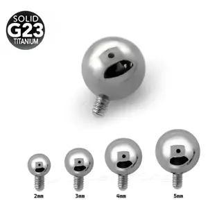 2PCS. G23 Solid Titanium Internally Threaded Ball Replacement Part 16G 14G - Picture 1 of 2
