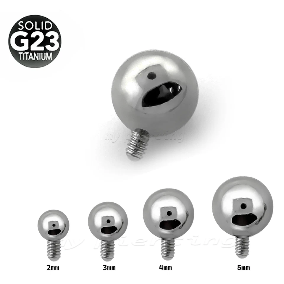 2PCS. G23 Solid Titanium Internally Threaded Ball Replacement Part 16G 14G - Image 1 of 2