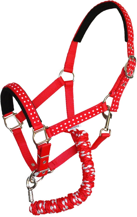 Mustang Halfter Verona mit Strick Pferde Reiten alle Größen Rot - Bild 1 von 1