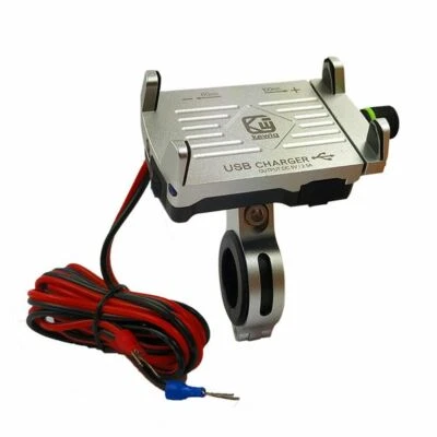 Soporte de aluminio para teléfono celular motocicleta montaje manillar cargador USB con interruptor EE. UU. Foto 1 de 4