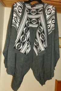 JOE BOXER GRAY  /WHITE WINTER GROUP BACKWALL CARDIGAN SWEATER  NWT JUNIORS 1X - Picture 1 of 10