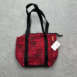 Donna Sharp Red Quilted Patchwork Puzzle Tote Bag Raleigh Leah Patch 10inx14in - Picture 1 of 6