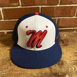 Ole Miss Rebels Nike True Dri Fit Aero Bill Fitted Hat Cap Size 7 1/8 - Picture 1 of 9