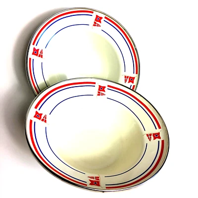 Juego de 2 cuencos de picnic americanos vintage de metal esmaltado en excelentes condiciones Foto 1 de 4