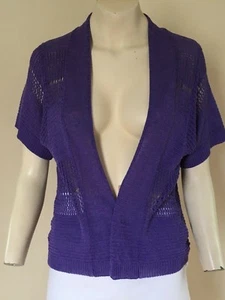 LOVELY!! BNWOT!! Purple Short Sleeved Cardigan From Marks & Spencers - Size 10 - Picture 1 of 3