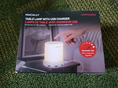 Lámpara de mesa LED de escritorio, mesita de noche y mesita de noche Macally con 4 puertos USB de alta potencia Foto 1 de 4
