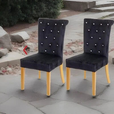 2er-Set Esszimmerstuhl HWC-D22, Stuhl Lehnstuhl, Nieten Samt - Bild 1 von 4