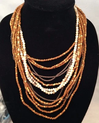 Nuevo Cookie Lee 12 hilos cuentas de madera y vidrio con cadenas/broche grande de langosta Foto 1 de 3