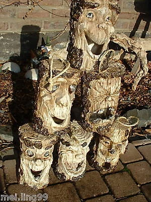 GESCHENKESTADL Lustiges Vogelhaus Nistplatz Baumstamm mit Gesichtern 6 Motive