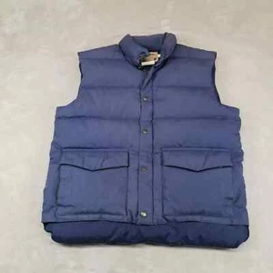 VTG Cabelas Vest Mens L Blue Puffer Goose Down Outdoors Utility Hunting 90s - Picture 1 of 7