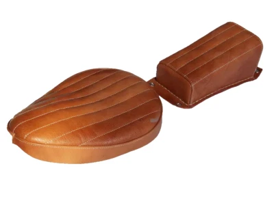 Motorcycles Real Leather Brown + Pad Tuck & Roll Bates Style Seat Same Day Ship Foto 1 de 4