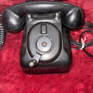 50er Jahre Leich 901B antik Tischplatte Handkurbel schwarz Telefon gute Klingel - Bild 1 von 8