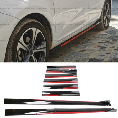 For Toyota Corolla 86.6" Side Skirt Extension Rocker Panel Splitter Black Red - Image 1 of 4