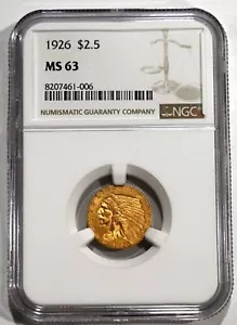 1926 $2 1/2 Gold Indian NGC MS63 Quarter Eagle - free shipping!! - Picture 1 of 4