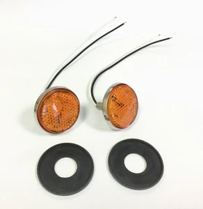 12V 5-led Universal Round Light Reflector Amber led stud mount w/ Nuts & Gaskets - Picture 1 of 7