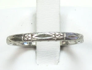 Antique White Rose 1920's Wedding Band Platinum Ring Size 5.5 UK-K1/2 2.06MM - Picture 1 of 14