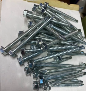1/4" X 3"  Hex Washer Head Self Drilling Screw Zinc Plated Lot of 38 - Picture 1 of 3
