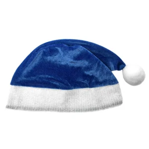 Child Blue Plush Santa Hat ~ FUN XMAS, CHRISTMAS, HOLIDAY, COSTUME, PARTY HAT - Picture 1 of 2